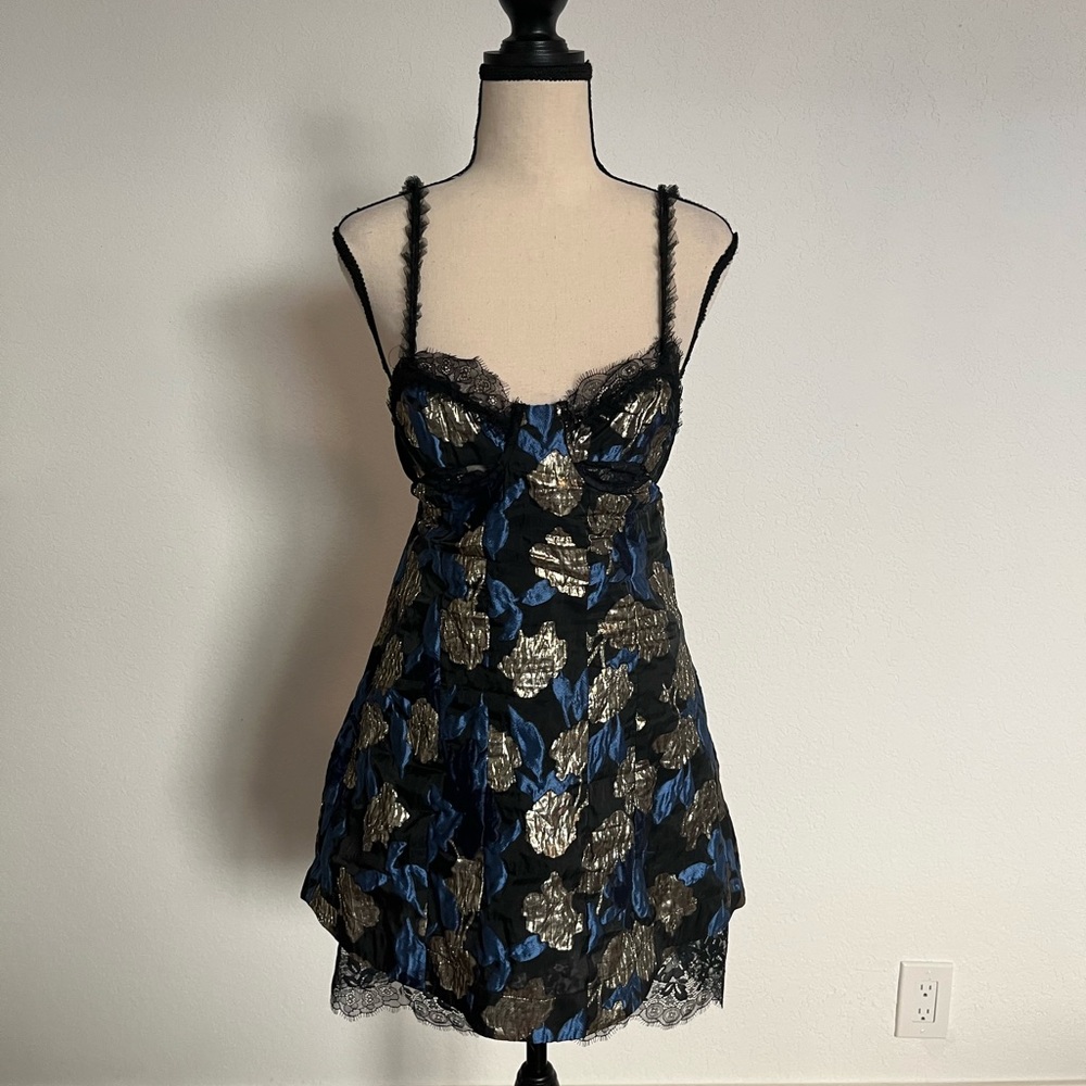 NWT for love and lemons foil mini dress
